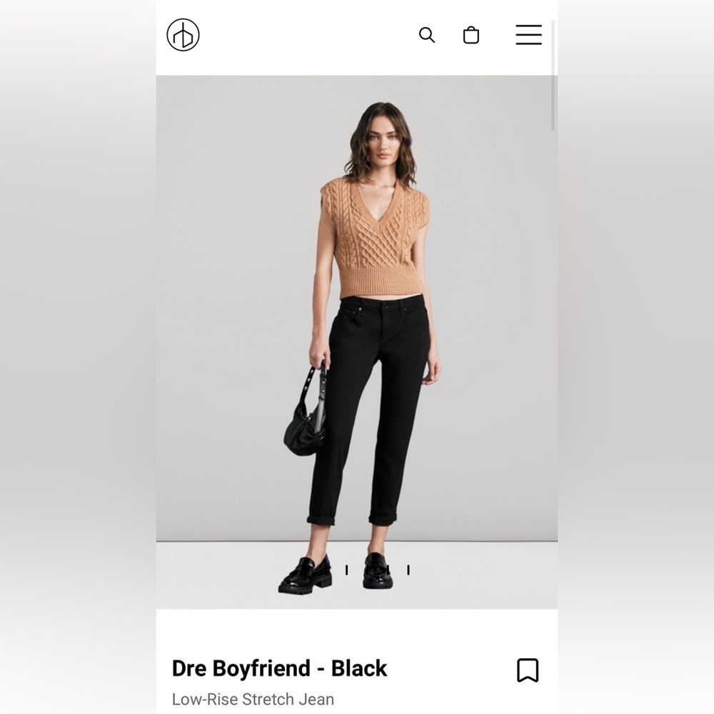 Like new Rag & Bone Dre low rise stretch boyfriend jeans in black size 25.